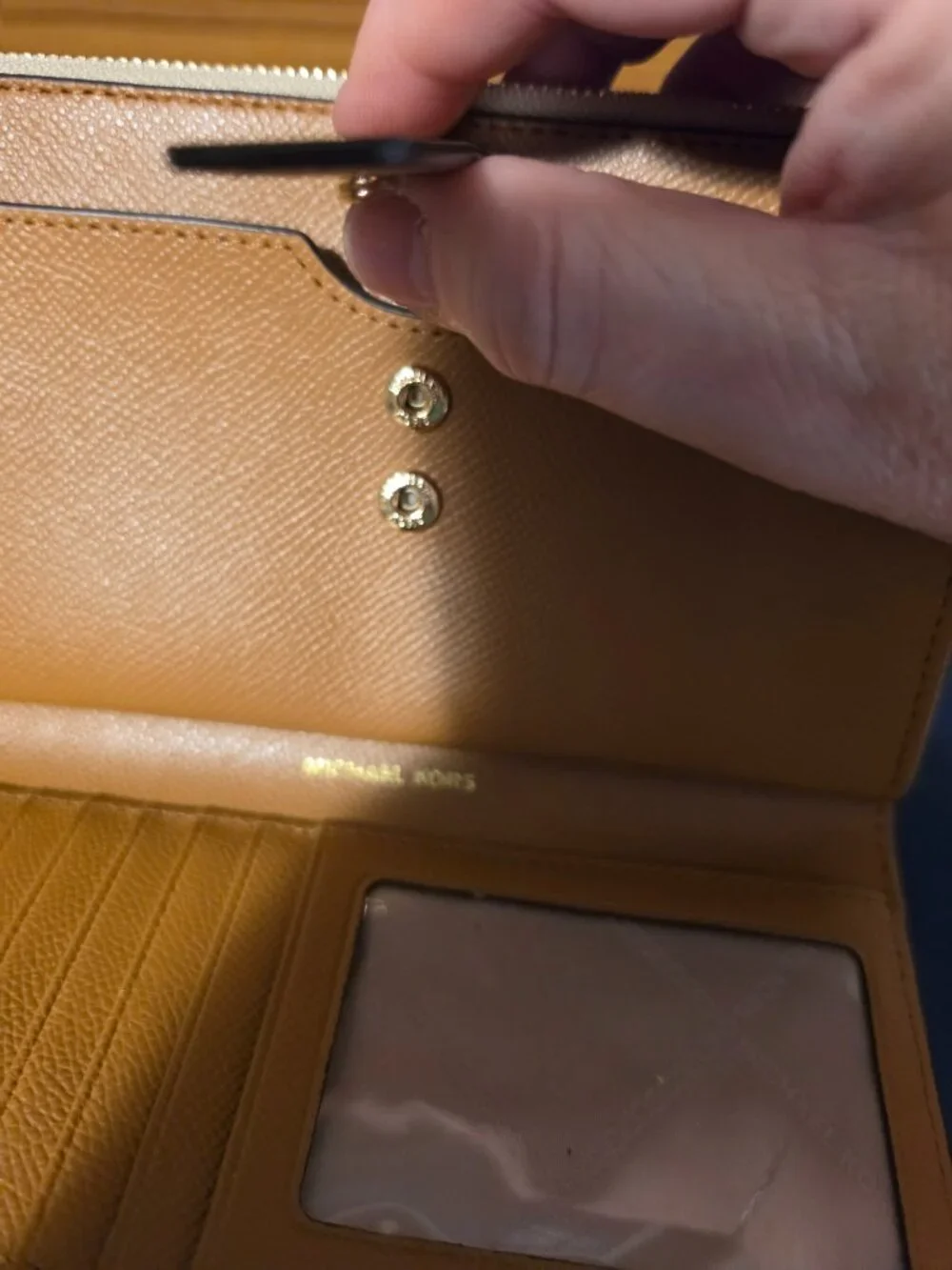 NWOT Michael Kors Adele Double Zip Wristlet Gold Metallic MK Signature - Picture 8 of 9